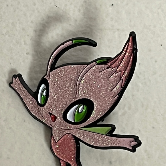 Celebi Pokemon Pink Glitter Pin Enamel Shiny Hat Pins Hats Streetwear Cap - Picture 2 of 7
